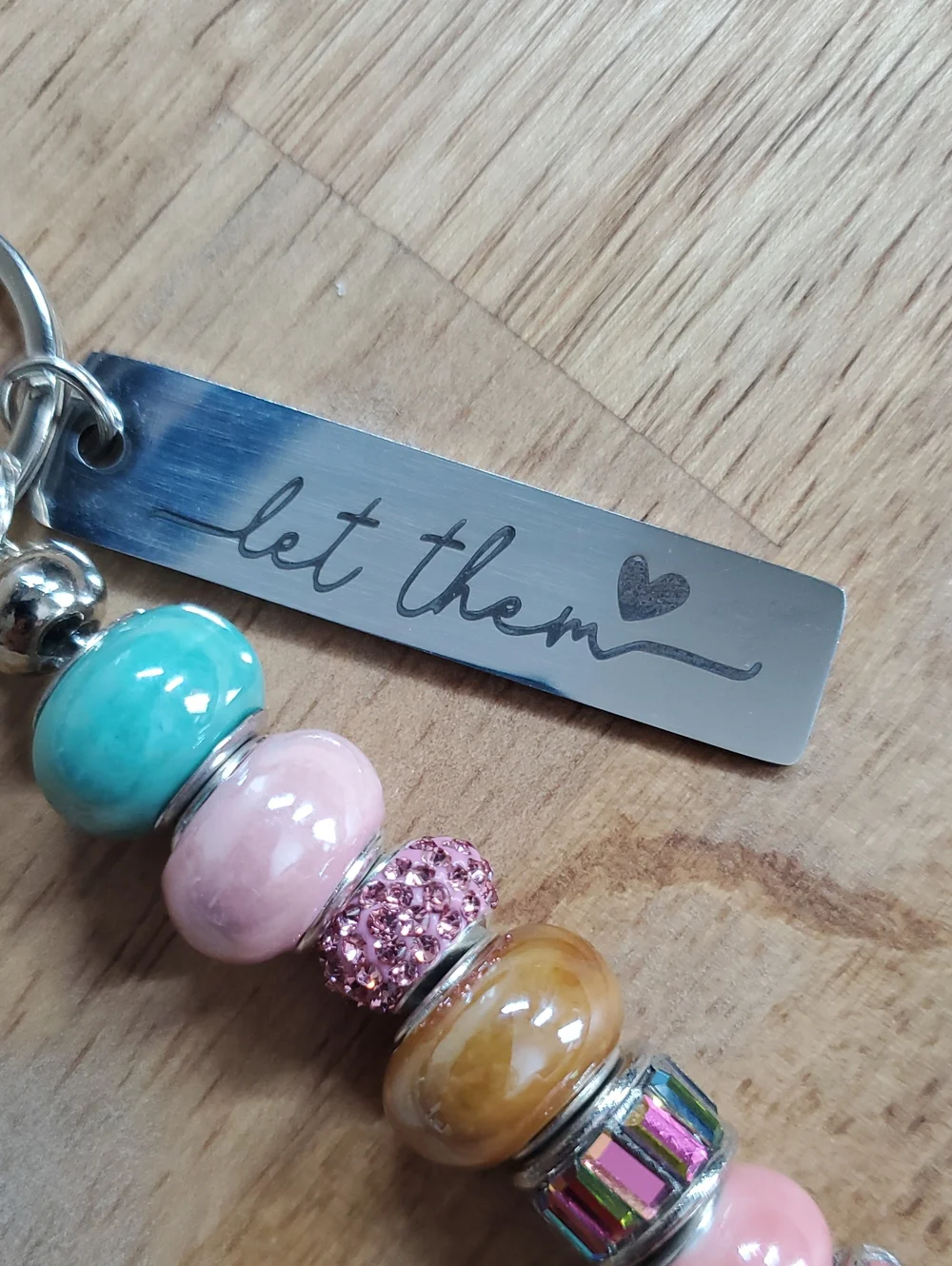 Pink Beaded Keychain